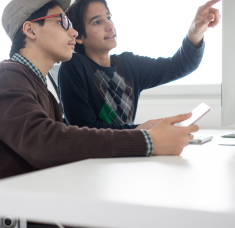 Two students working together